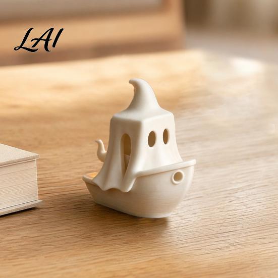 Relaxation Gift Idea 3D Printed Ghost/Pumpkin Boat Figurine Creative Ghost Ornament Mini Pumpkin Fun Sculpture Desktop Decoration for Office Study