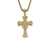 New Pvd Plated Fashion Hip Hop Stainless Steel 18k Gold Full Diamond Cross Pendant Men's And Women's Necklaces