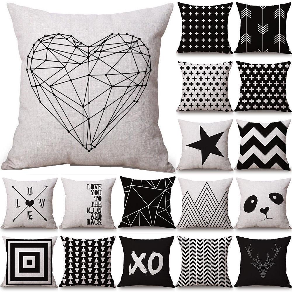 Luxurious Nordic Style Black Letter Digital Print Cushion Cover For Home Decor