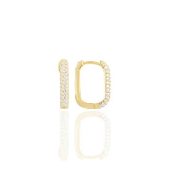 

Gümüş Altın Yaldızlı Zirkon Taşlı Trend Küpe. Sgtl10892gold