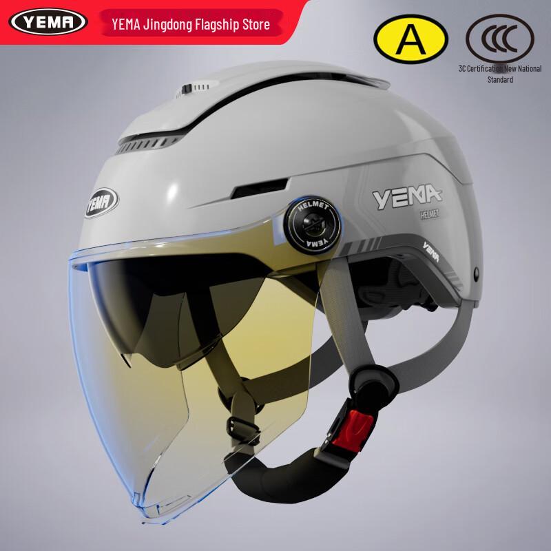 YEMA 370S Dual Visor All-Season Motorcycle & E-Bike Half Helmet
