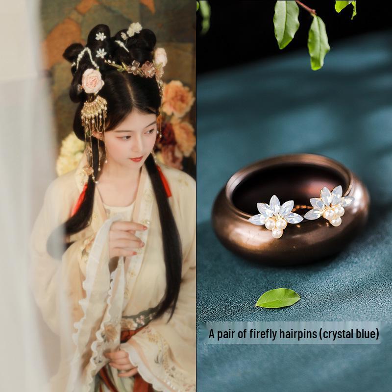 Tang Style Butterfly Flower Hanfu Hairpins - Simple Versatile U-Shaped Hair Accessories.