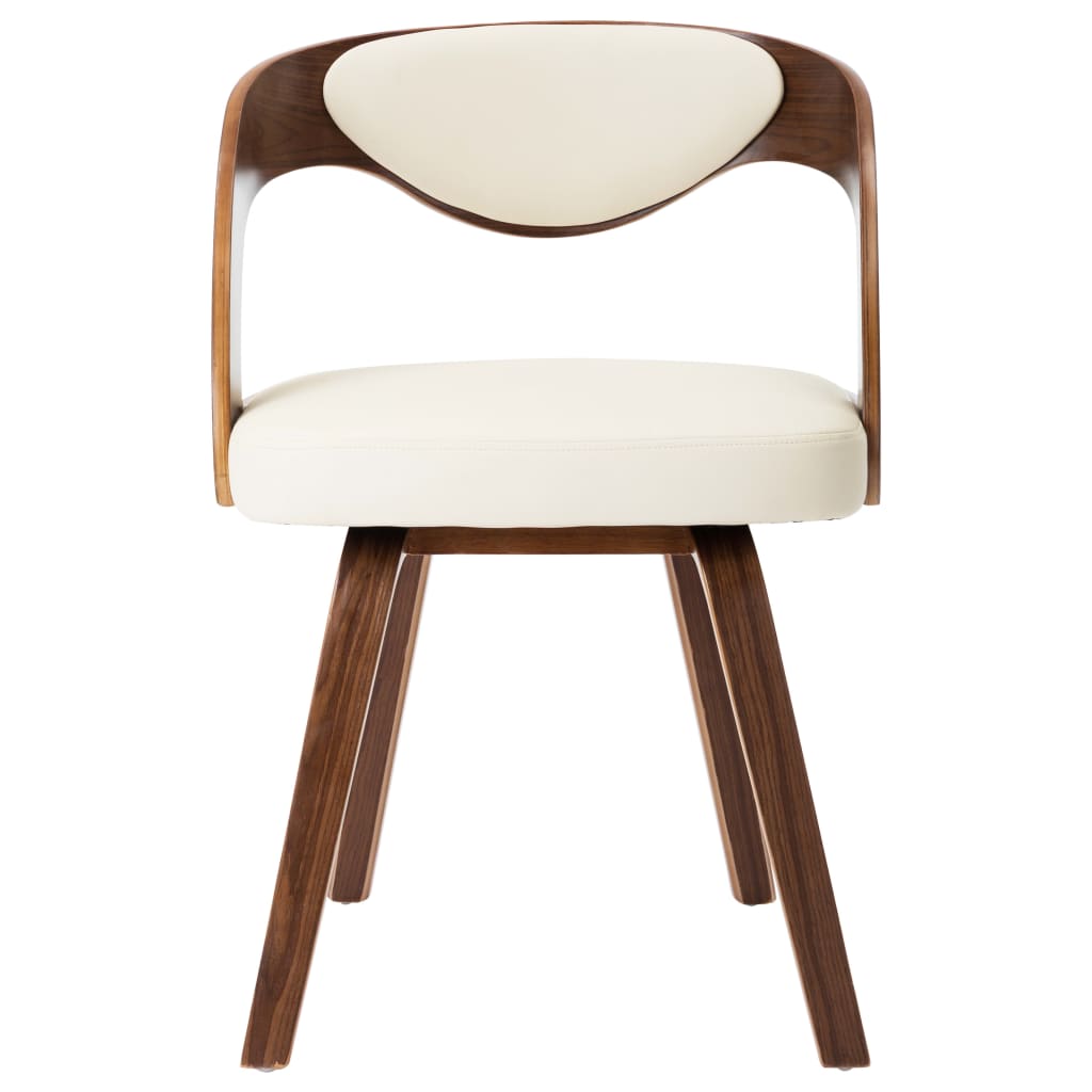 Dining Chairs 2 Pcs Cream Colored Bentwood Frame and Faux Leather