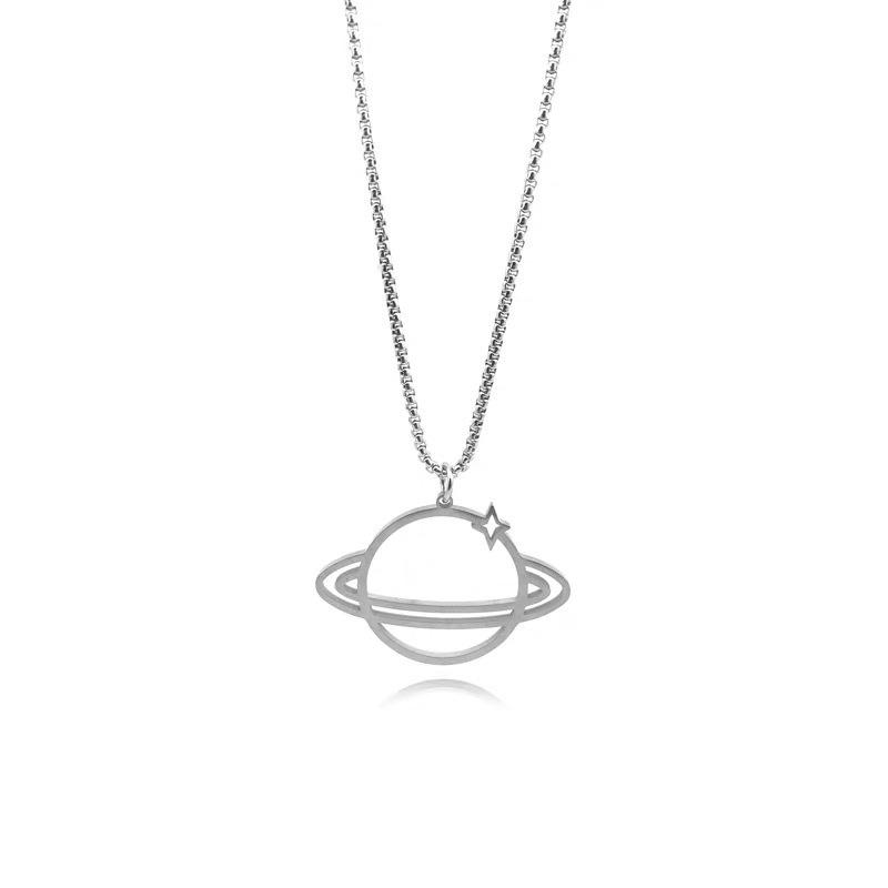 Women's Trendy Titanium Saturn Necklace - Versatile, Simple, Non-Fading Design