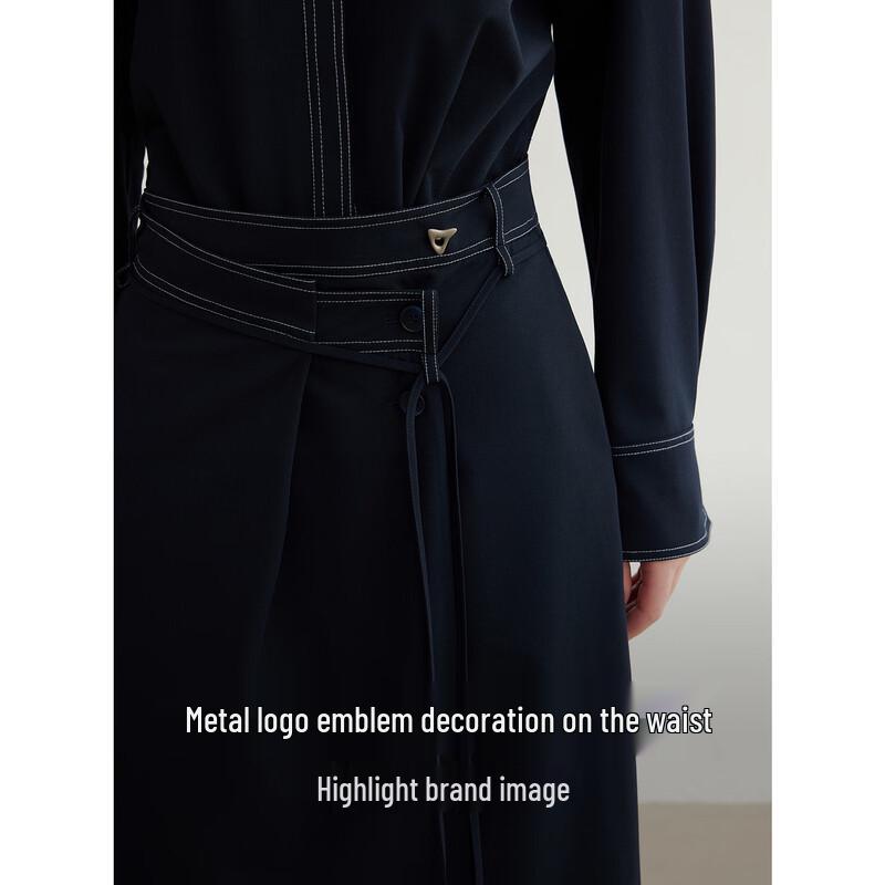 ELLE French Style Asymmetrical Waist Shirt Dress