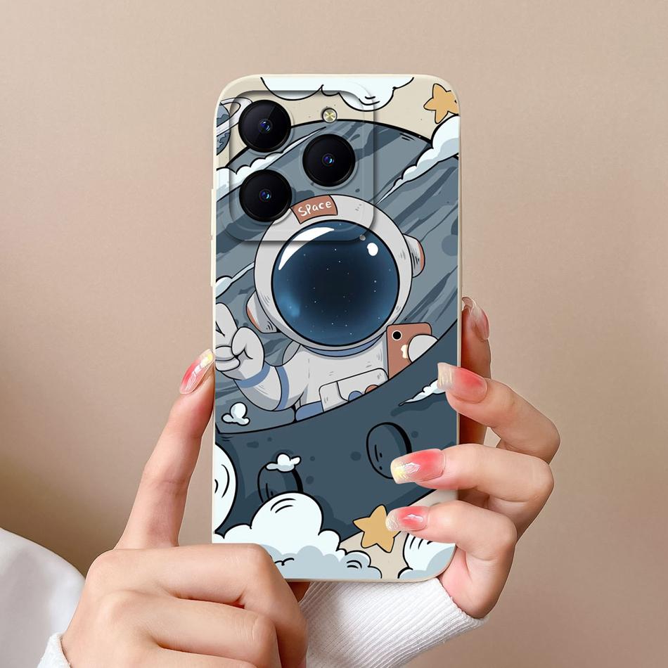 Süßigkeiten-Hülle Für Realme C61 C63 Lustige Astronauten-Flüssigsilikon-Handyhüllen Für Oppo Realme C 63 C 61 Kameraschutz-Rückseite
