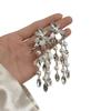 Court style silver diamond-encrusted flower stud earrings retro personality light luxury design earrings dinner dress temperament earrings