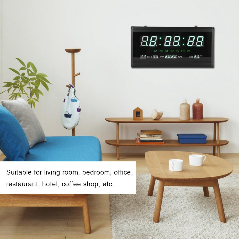 LED Digital Perpetual Calendar Hanging Clock Living Room Wall Clock