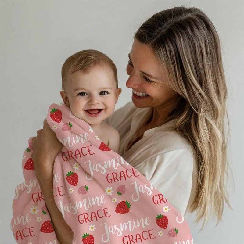Love Heart Baby Blanket Custom Name Personalized Blanket Soft Skin-Friendly Sofa Blanket Kid Blanket Birthday Gifts Home Decor