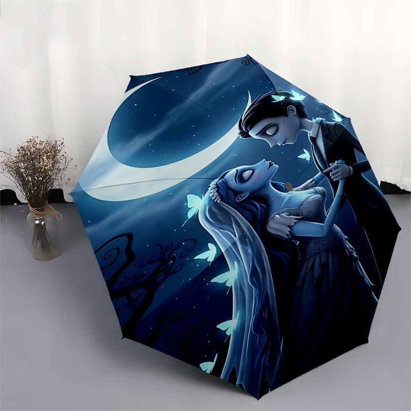 S Corpse Bride Inspired Automatic Folding Umbrella 8 Bone Iron Frame,Portable Design for Fans and Travelers0147b