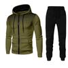 Unisex Fleece-Lined Polka Dot Zipper Hoodie Set for Autumn/Winter