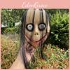 Scary Long Hair Momo Mask Plastic Halloween Horror Movie Party Costume Prop