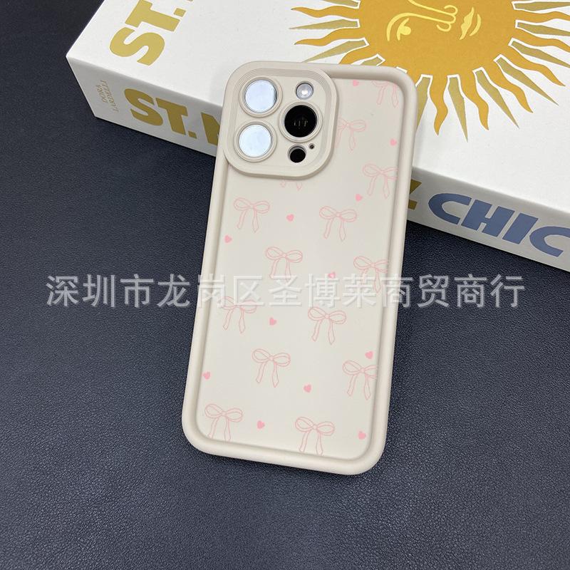 Powder bow is suitable for Apple 17 mobile phone case 16promax all-inclusive 15 anti-drop 14 emery 13 protective cover 11.
