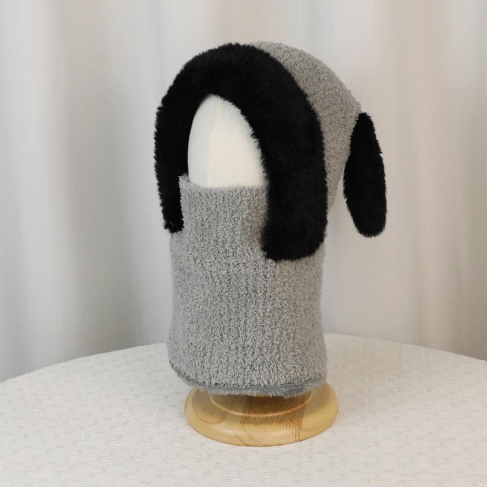 Knitted Beanie Rabbit Ear Winter Hat Warm Ears Pullover Cap Plush Scarf Hat  Kids Winter Wear
