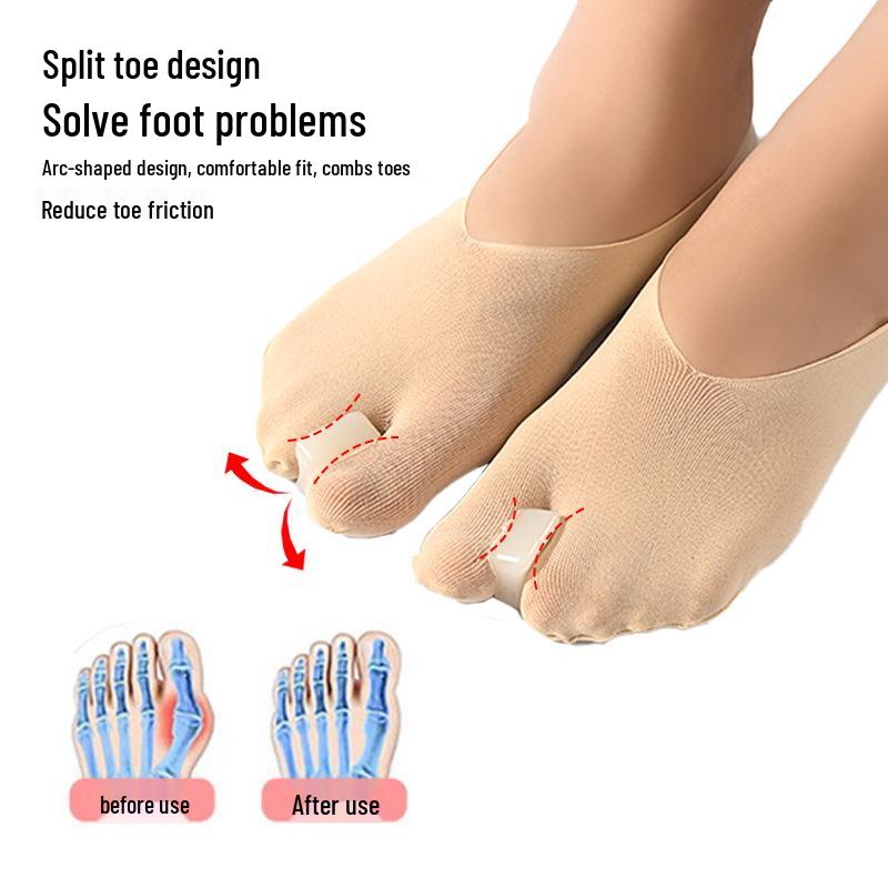 Invisible Bunion Socks with Thin Toe Separators for Overlapping Toes and Hallux Valgus Correction