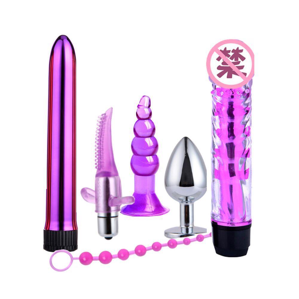 6pcs BDSM Anal Plug Vibrator Penis Rings Kit Anal Beads Dildos SM Butt Plug G Spot Prostate Massager Sex Toys for Men and Women