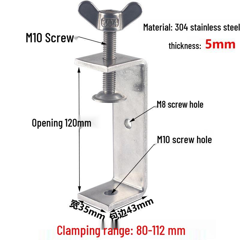 304 Stainless Steel Tiger C-Clamp U-Shaped Fixture with Hand-Tightened Eyebolt