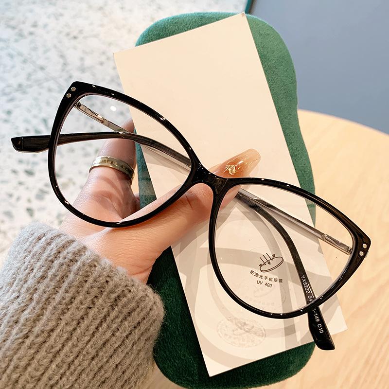 New Fashion Anti-Blue Light Glasses Ultra-Light Blush Cold Brown Korean Round Metal Frame Eyewear