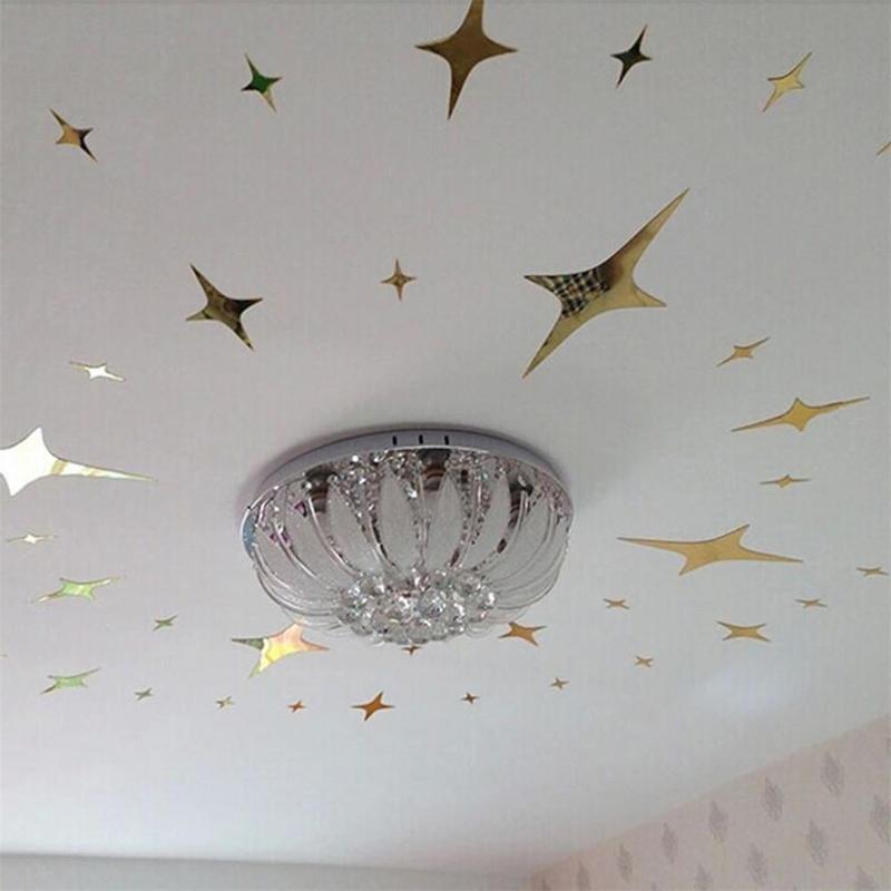 50Pcs Vogue Removable 3D Star Shape Mirror Effect Popular Home Decor Wall Art Decals Stickers (Color