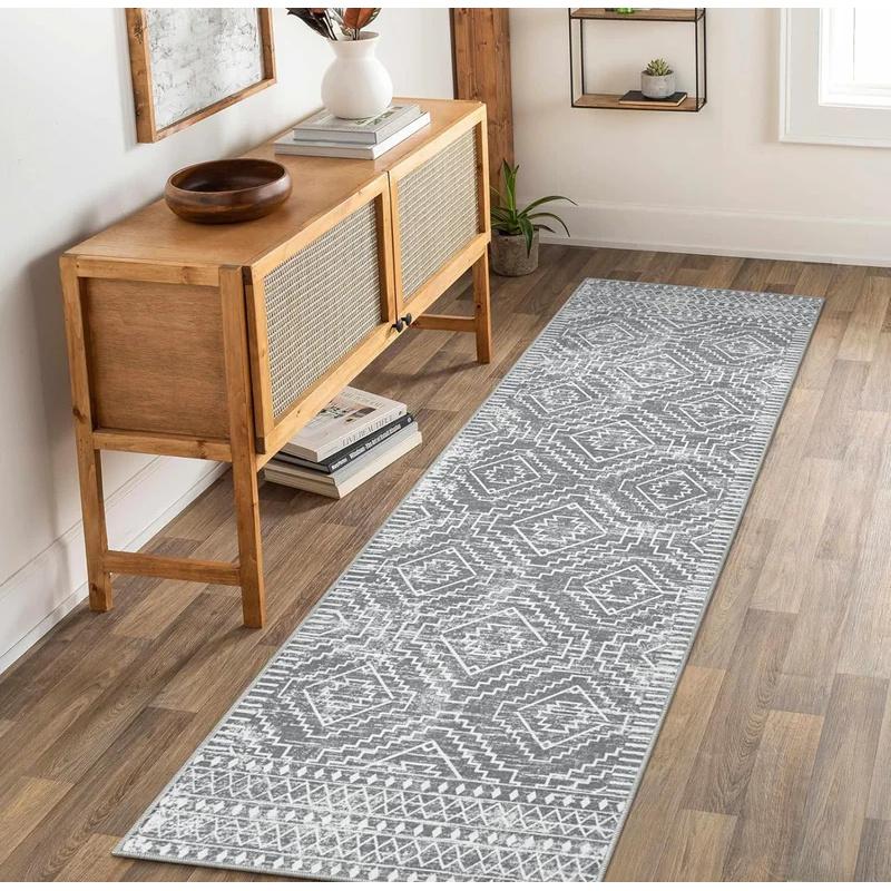 Southwestern Tribal Geometric Area Rug, Vintage Non Slip Washable Durable Mat For Entry Hall Kitchen Bedroom Home Decoration
