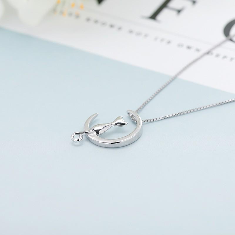 Koreanische Süßer Mond Kätzchen Halskette: Niedlicher Katzenanhänger für Damen, Schlichter und einzigartiger Studentenschmuck