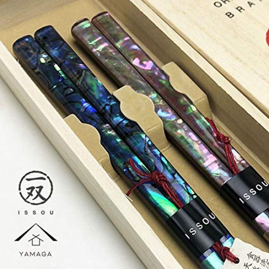 Yamaga Lacquerware Shop Gift Set of Chopsticks Made in Japan - (Pair) - Stylish, (Miyabi-gai)
