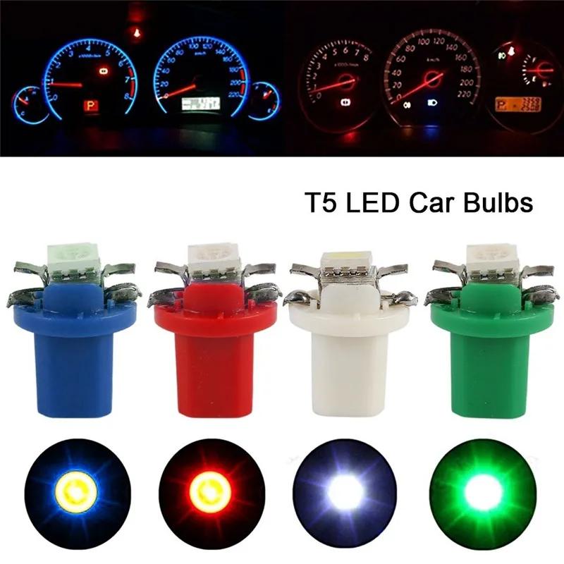 10Pcs T5 B8.5d LED Light Car Dashboard Speed Lights Bulb Cars Interior Lamp Accessories Dashboard Side Switch lamps 12V
