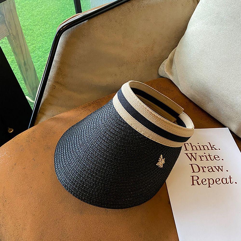 

Солнцезащитный козырек из соломы, портативная кепка с открытым верхом, для улицы чёрный