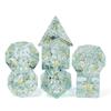 Cusdie Glass DND Dice Set 7-Die Handmade Shattered Glass D4-D20 Polyhedral Dice with Leather Box for Tabletop RPG Collection