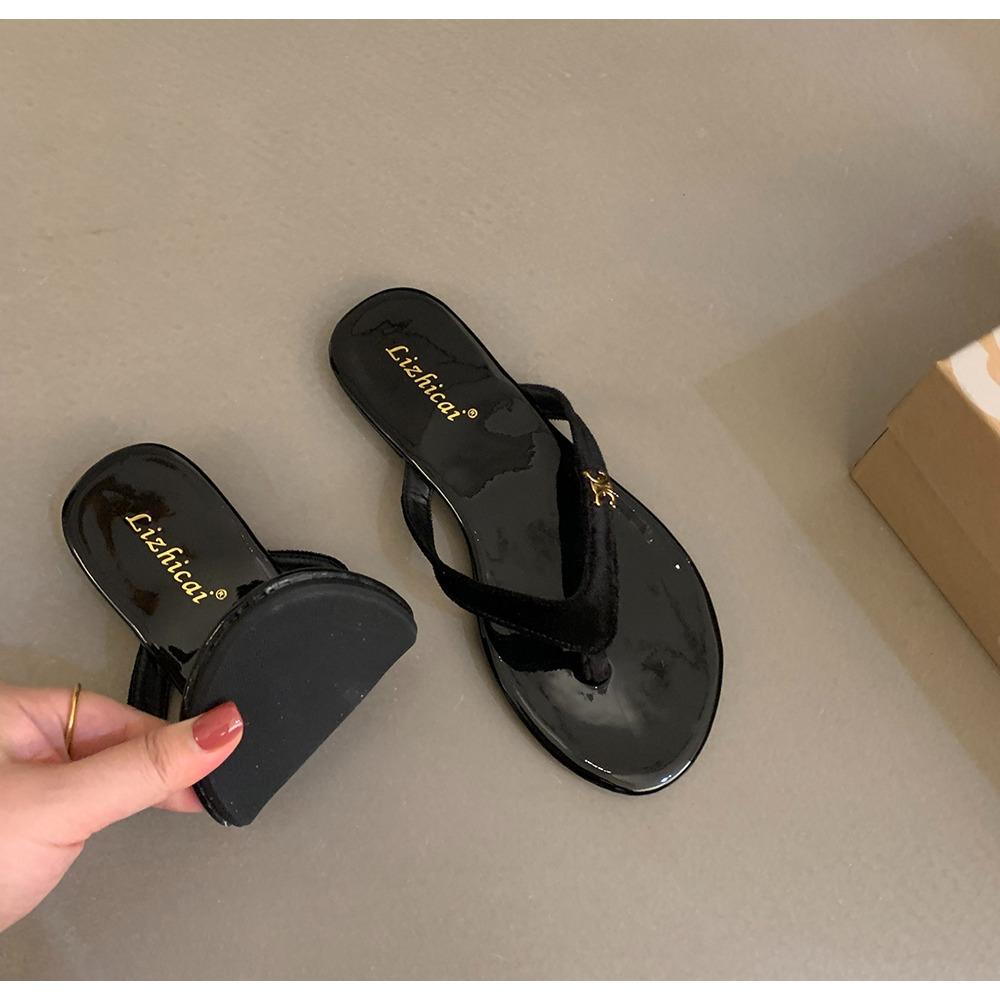 

Модные роскошные бархатные шлепанцы для женщин, дизайнерский бренд, темно-красные велюровые тапочки, женские модные плоские сандалии-вьетнамки, летняя повседневная обувь 40 чёрный