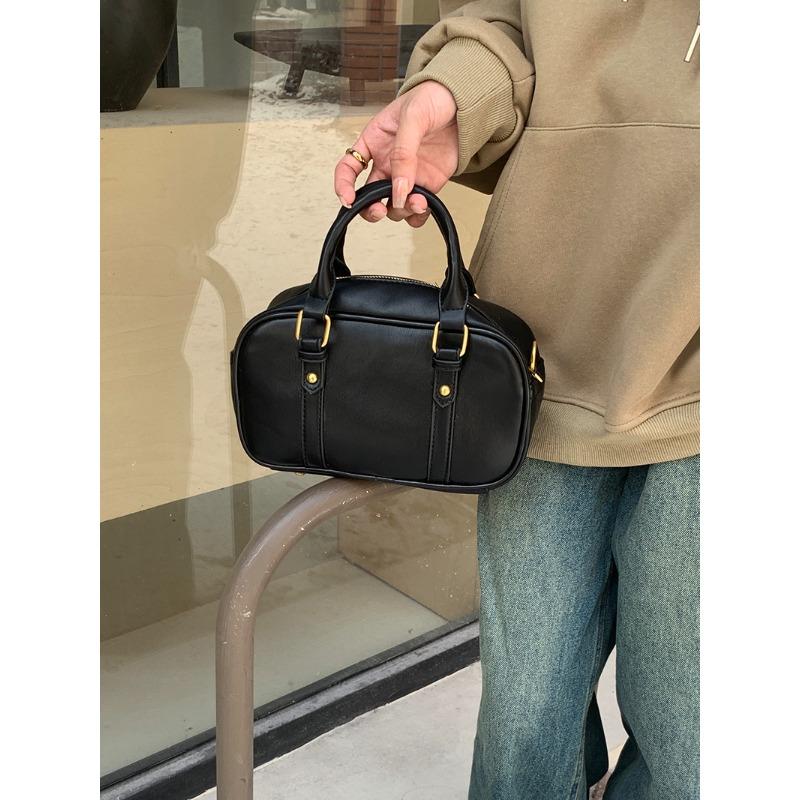 Retro Commuting Bag Korean Version of Postman Bowling Bag Women's New Style Handbag One-shoulder Crossbody Bag