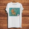 Meow Van Gogh Sunflowers Starry Night Edvard Munch The Scream Funny Cat Tshirt Unisex Casual T Shirt Unisex Creation of Adam