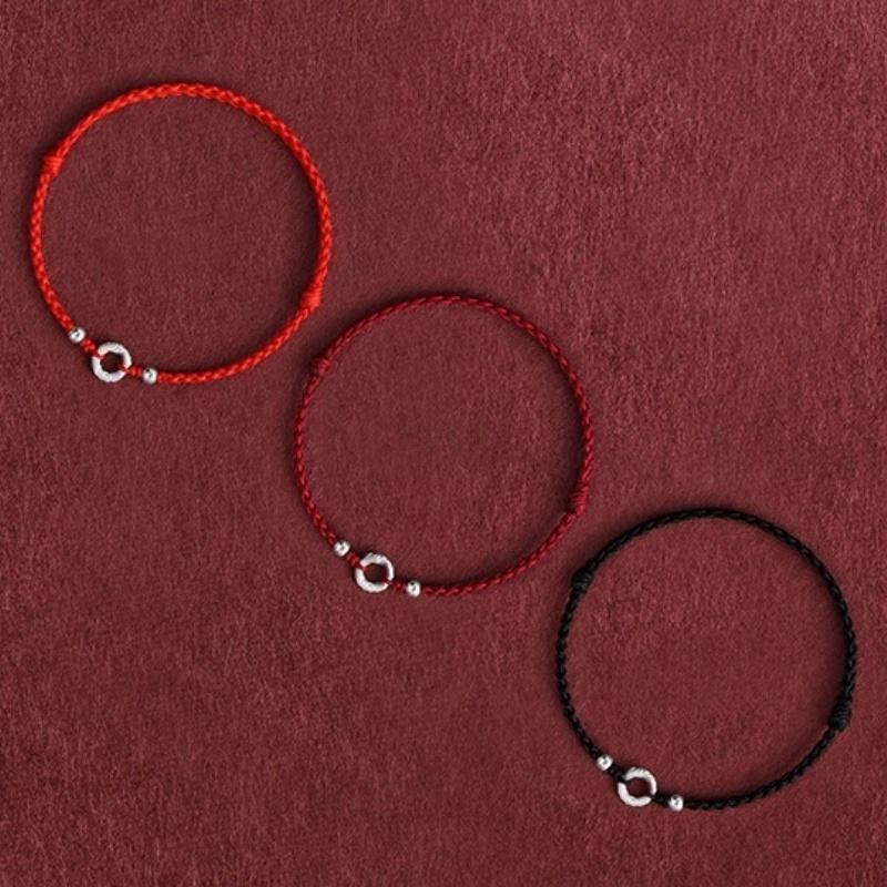 Handgefertigtes geflochtenes rotes Seilarmband Unisex Glücksbringer Freundschaftspaar Geschenk Tierkreisjahr Glücksarmband