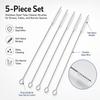 5pcs Soft Hair Tube Cleaner Brush Stainless Steel Handle Bottle Cleaning Brush  For Straw Bottles
