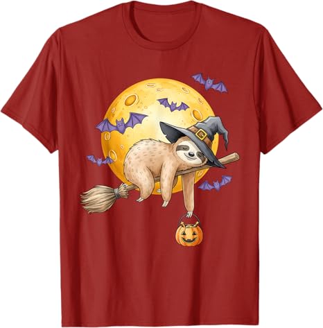

Cute Sloth Pumpkin Hat Witch Funny Halloween Unisex Women Kids TShirt Novelty Gift Lovely Pumpkin Candy Y2k Trick or Treat Tees S