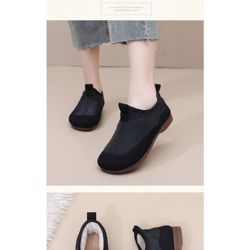 Women's Slip-On Loafers, Cozy Faux Fur Lined Winter Shoes with Soft Flexible Sole, Comfortable Memory Foam Casual Driving Shoes for Women