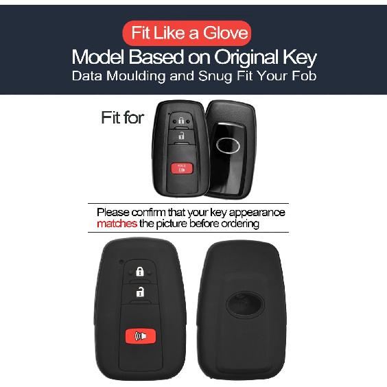 2pcs Compatible with Toyota RAV4 4Runner C-HR Corolla Highlander Prius C V Prime AWD-e HYQ14FBC Smart 3 Buttons Black Key Fob Cover Case Key Chain