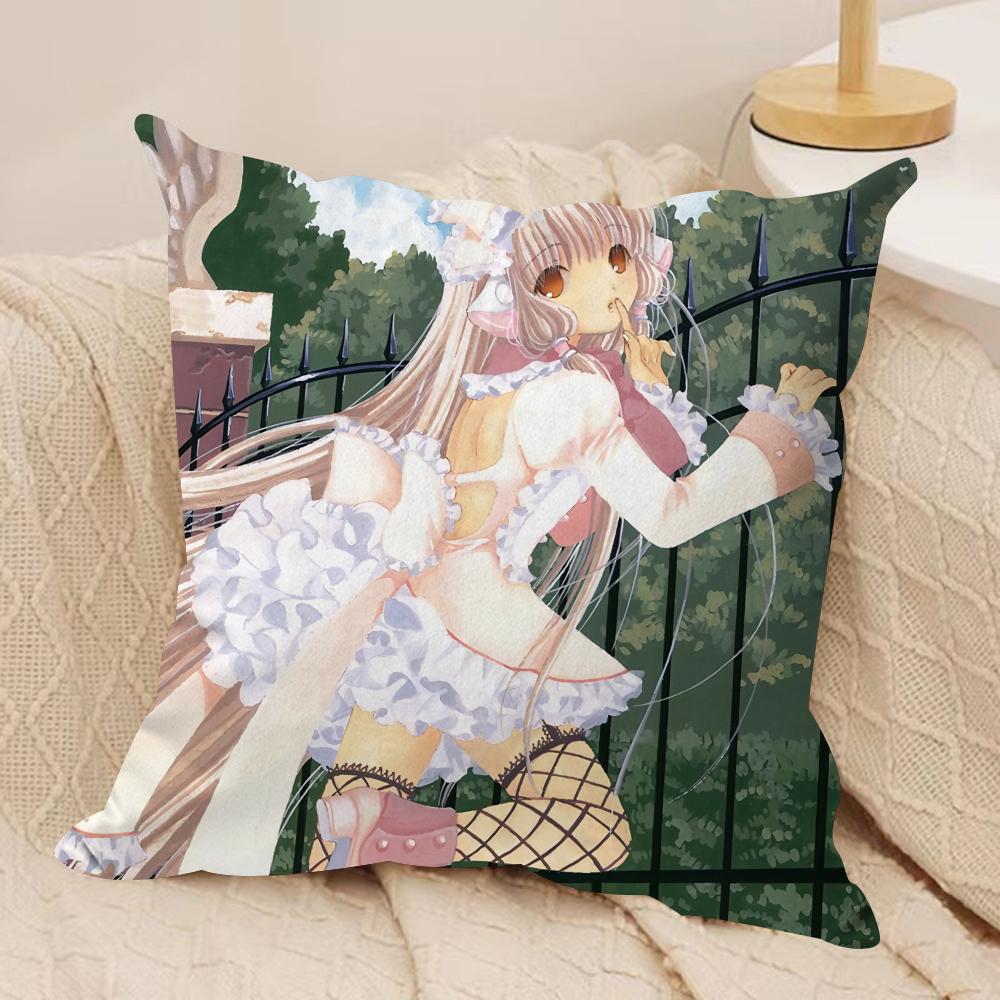 CChobits Anime cute Cushion Cover Silky Short Plush Invisible Zipper Dustproof Sofa Pillow Case for Home Decor
