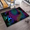 Psychedelic Rainbow Line Art Carpet with Black Background Design Suitable for use as an anti-slip for living room bedroom sofas