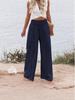 2025 Spring/Summer Women's Solid Color Elastic Waist Wide-Leg Casual Pants