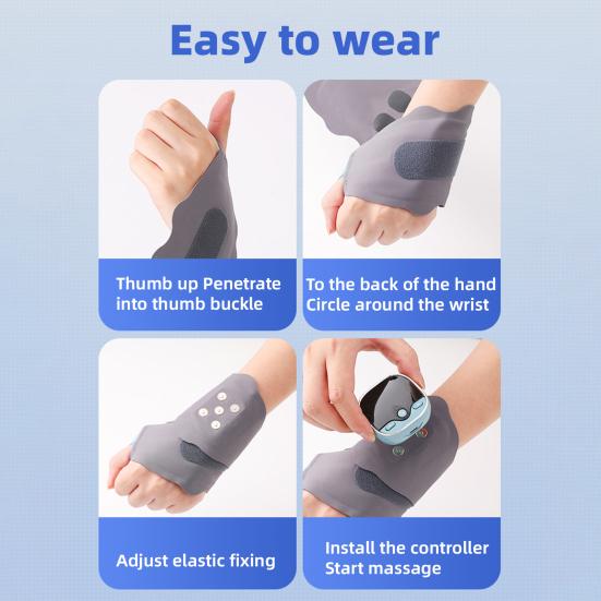 Wireless EMS Wrist Massager Adjustable Intensity Wrist Massager with Heat 9 Intensities 5 Modes Heat Therapy for Wrist Discomfort