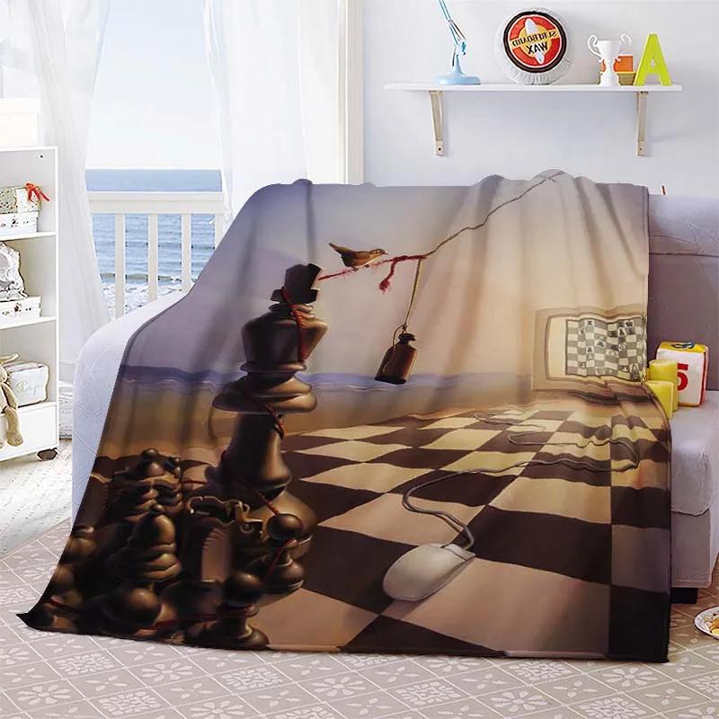 Chess Printed Soft Flannel Throw Blanket International Chess Beds Hiking Picnic Sofa Couch Cover Fashion Bedspread Blanket Gifts