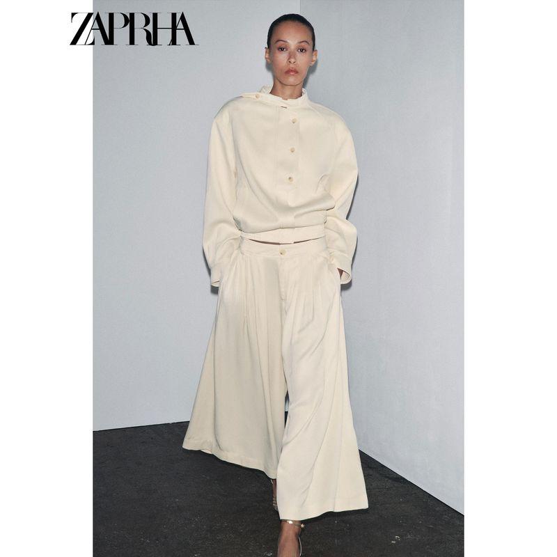 Zaprha 2025 Autumn New Small Turtleneck Solid Texture Button Long Sleeve Casual All-matching Outerwear 8114823