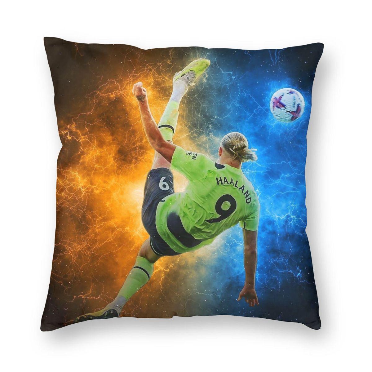 

Erling Haaland Bicycle Kick Goal Pillowcase Polyester Linen Velvet Printed Zip Decor Home Cushion Cover 12x12Inch