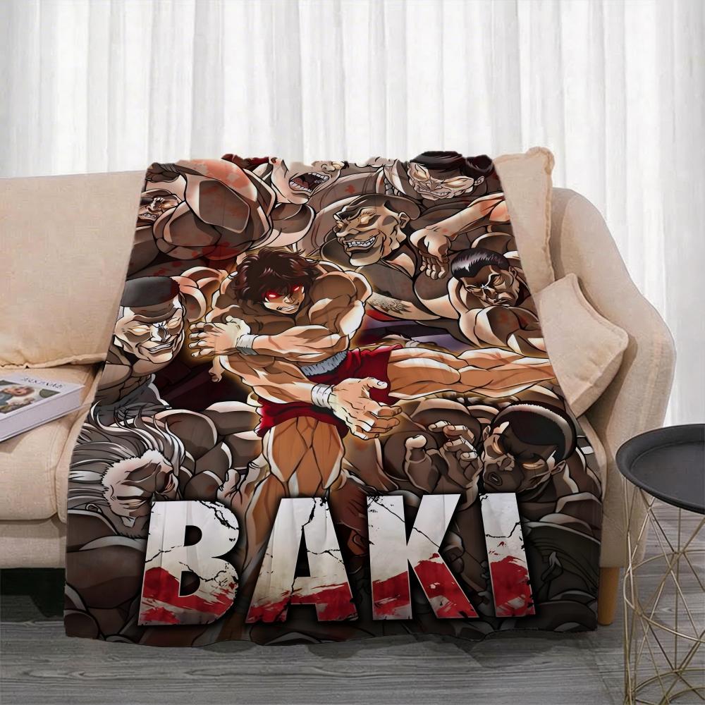 Anime B-Baki Hanma Throw Lightweight 240g Flannel Blanket Soft Skin-friendly for Summer Cooling