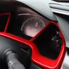 Car Dashboard Decorative Frame Dial Rings Trim Car Decor Interior Decal for Honda Civic 10th 2016 2017 2018 Red & Crabon Fiber
