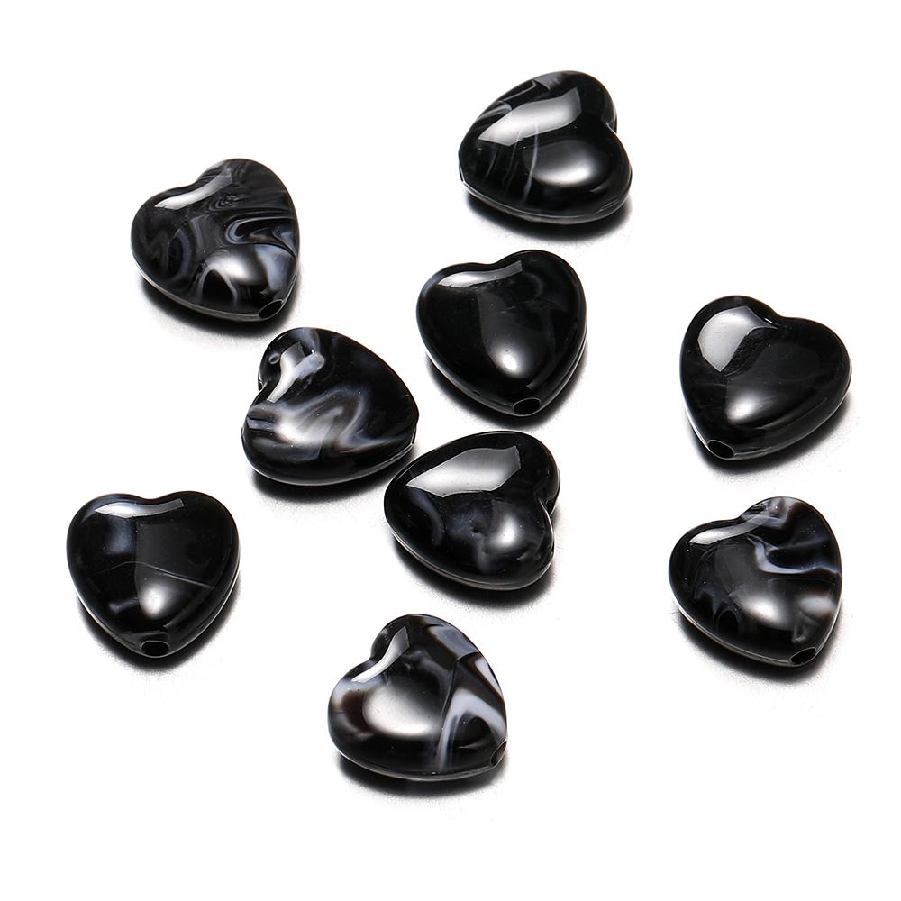 20pcs Acrylic Imitation Stone Heart Beads 14mm Love Spacer Loose Bead for DIY Necklace Bracelet Jewelry Making Supplies