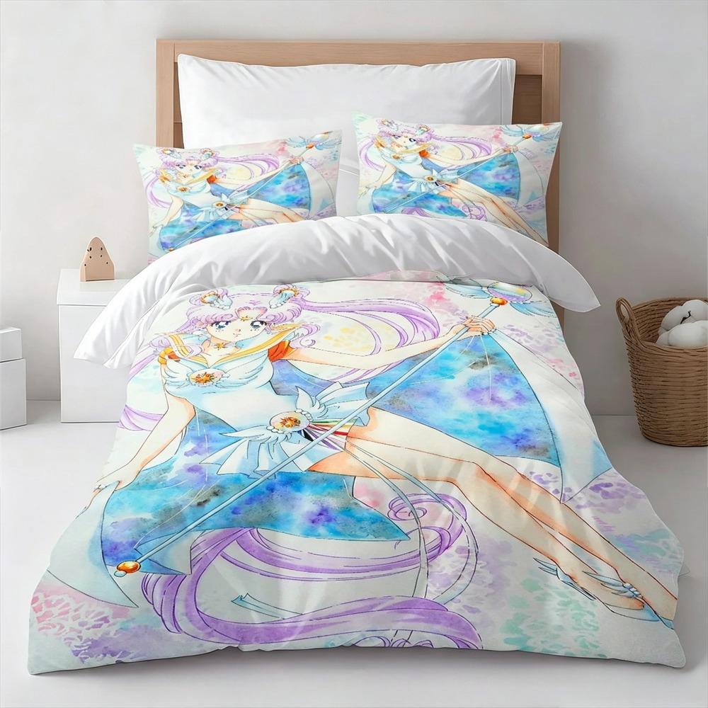 Sailor Moon Bedding Set Anime Duvet Cover Polyester Soft Comforter Cover Twin Full Queen King