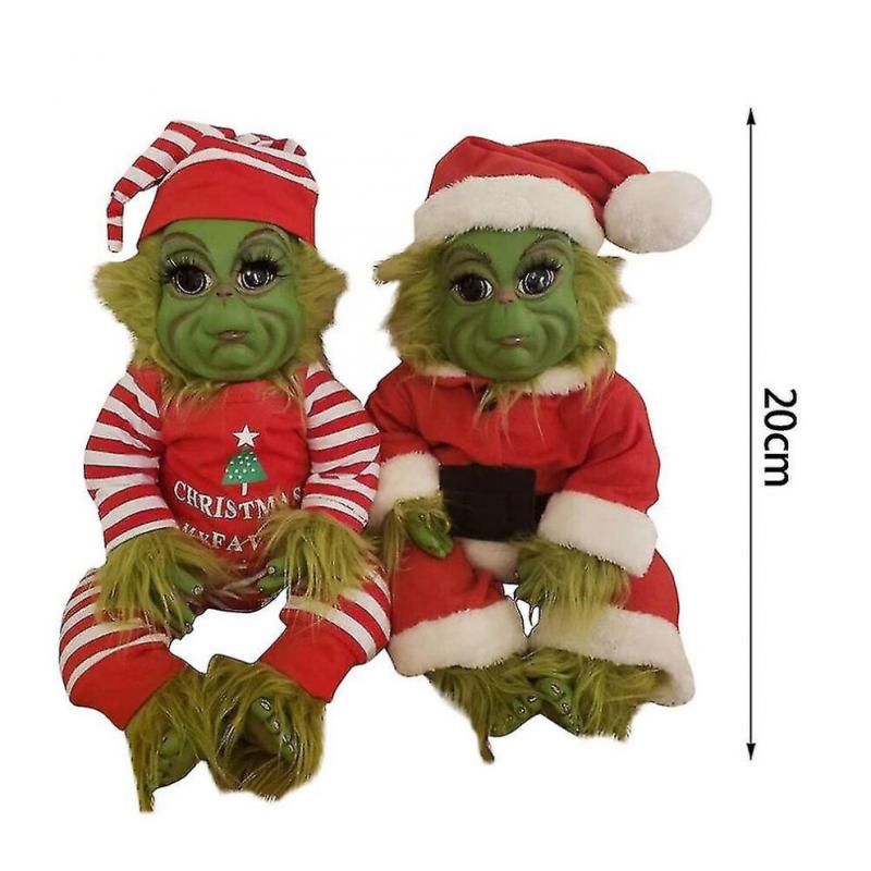 Christmas The Grinch Latex Plush Doll Reborn Baby Grinch Stuffed Toy Xmas Gift