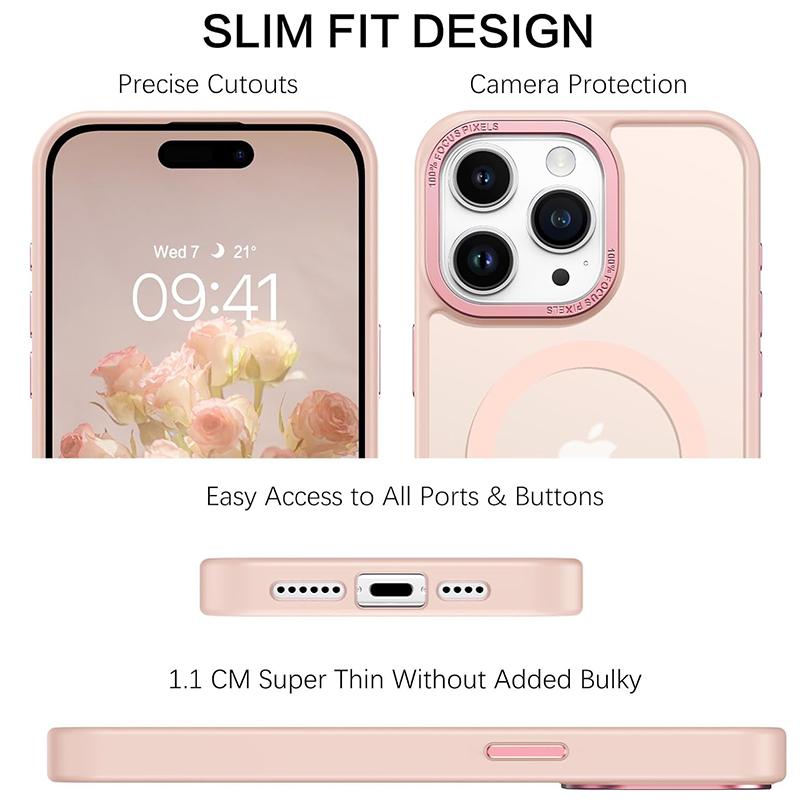 Chic Velvet Touch PC Phone Case with Zinc Alloy Lens Protective Frame for iPhone/Samsung Magnetic Wireless Charging Case Cover for Magsafe